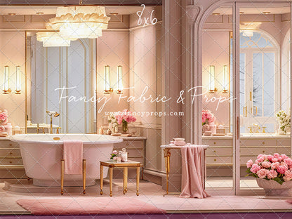 Pretty Powder Room - Pink Floor - With Sweep Option