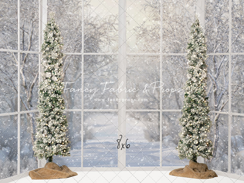 Snowy White Bay View With Trees