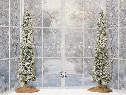 Snowy White Bay View With Trees