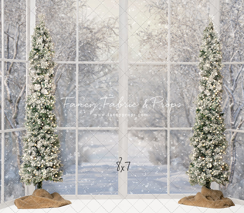 Snowy White Bay View With Trees