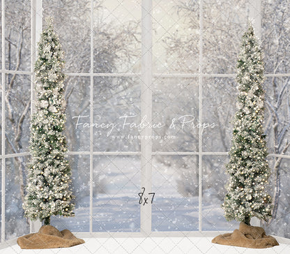 Snowy White Bay View With Trees