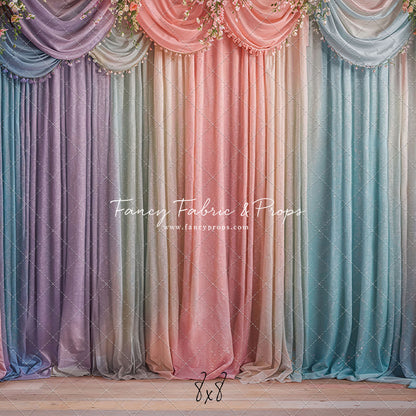 Pastel Curtains  - Wood Floor - With Sweep Option