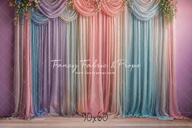 Pastel Curtains  - Wood Floor - With Sweep Option