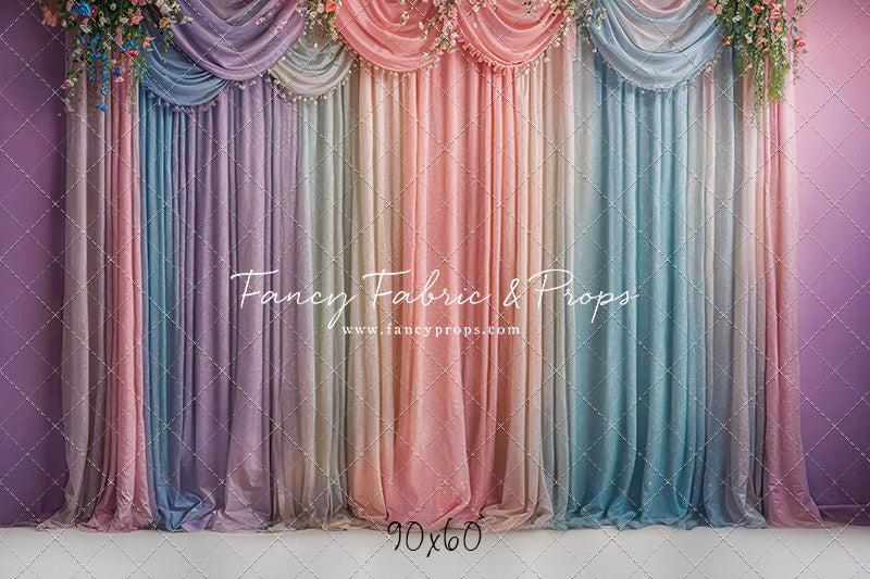 Pastel Curtains  - White Floor - With Sweep Option