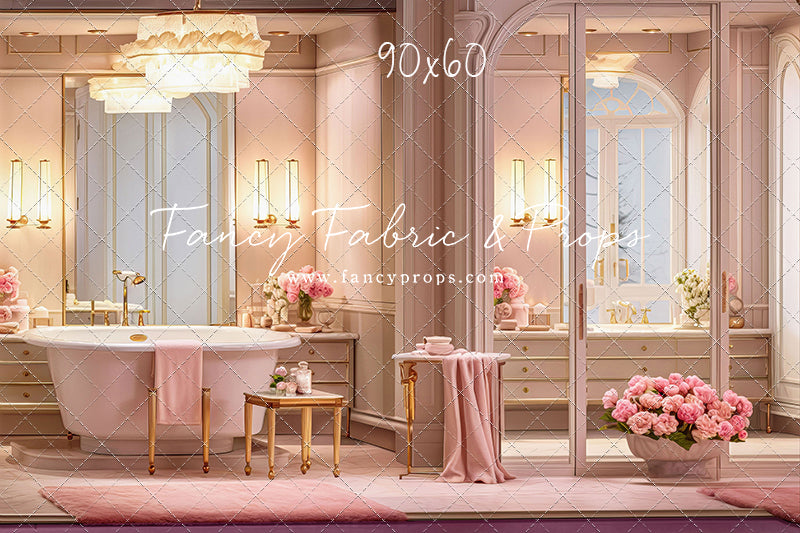 Pretty Powder Room - Pink Floor - With Sweep Option