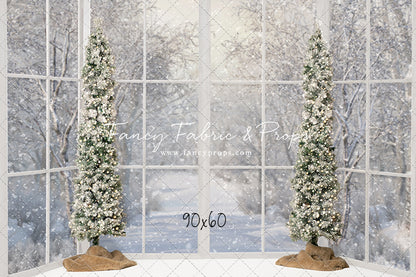 Snowy White Bay View With Trees