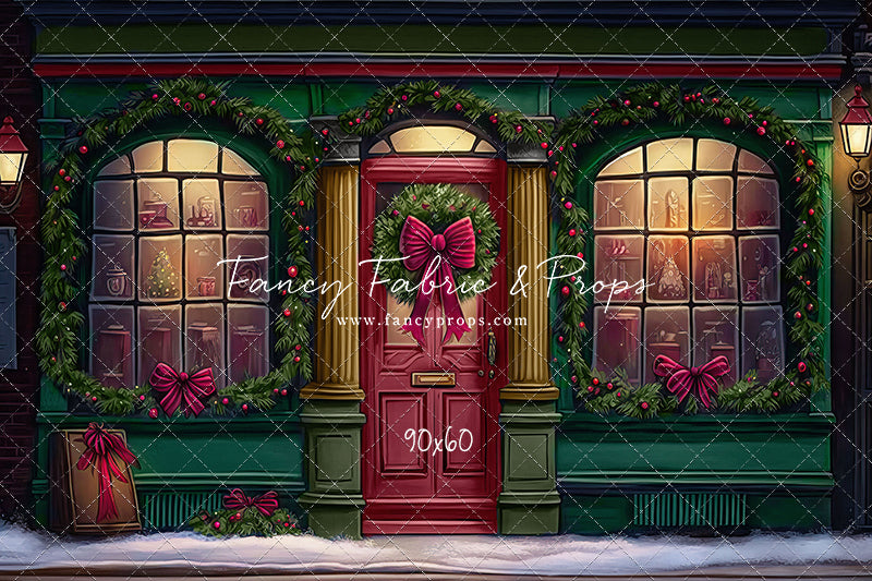 Wintertime Shop - Green Shop With Snow - with Sweep Option