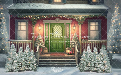 Merry Porch Greetings - Red House - with Sweep Option