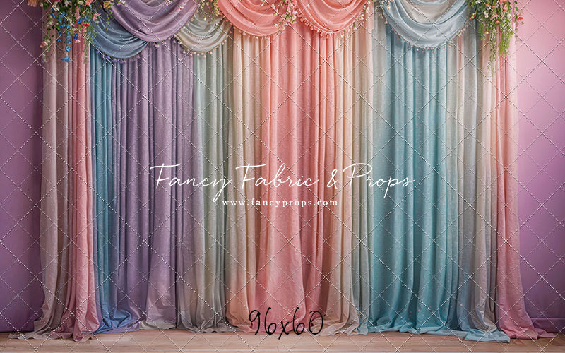 Pastel Curtains  - Wood Floor - With Sweep Option