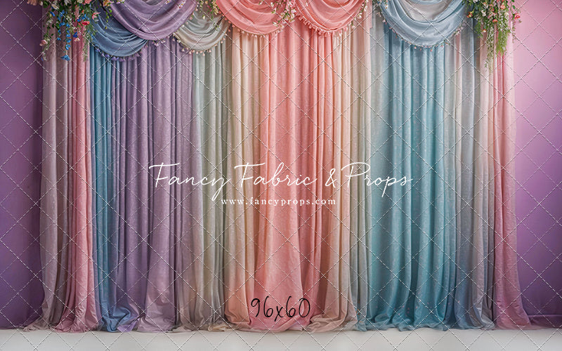 Pastel Curtains  - White Floor - With Sweep Option