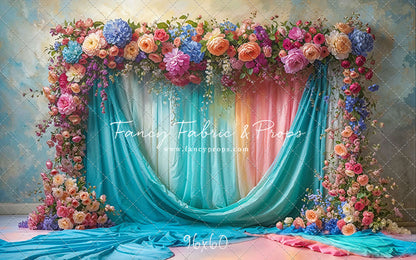 Rainbow Bloom Pavilion - Rainbow Epoxy Floor - With Sweep Option