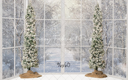 Snowy White Bay View With Trees