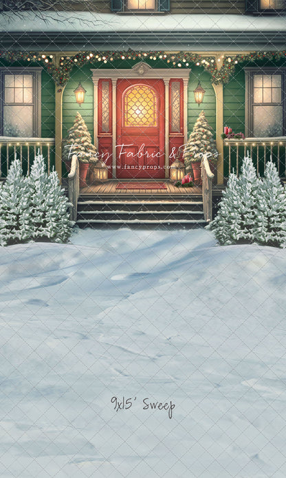 Merry Porch Greetings - Green House - with Sweep Option
