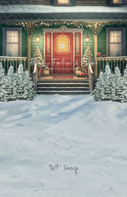 Merry Porch Greetings - Green House - with Sweep Option