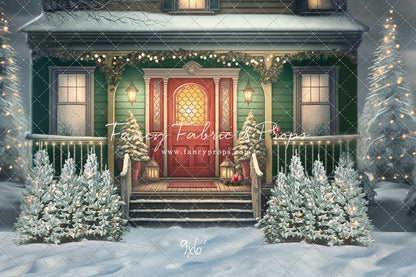 Merry Porch Greetings - Green House - with Sweep Option