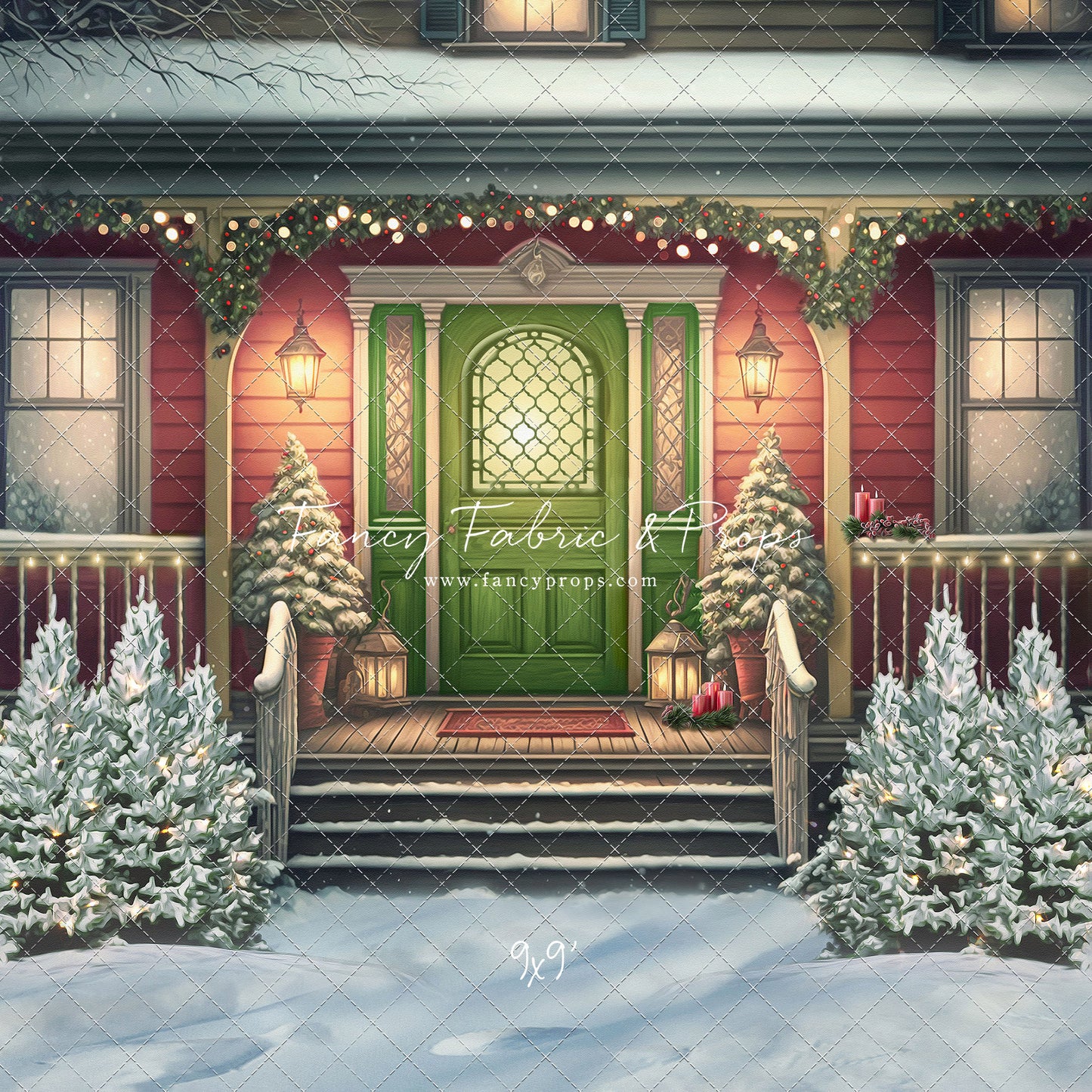 Merry Porch Greetings - Red House - with Sweep Option
