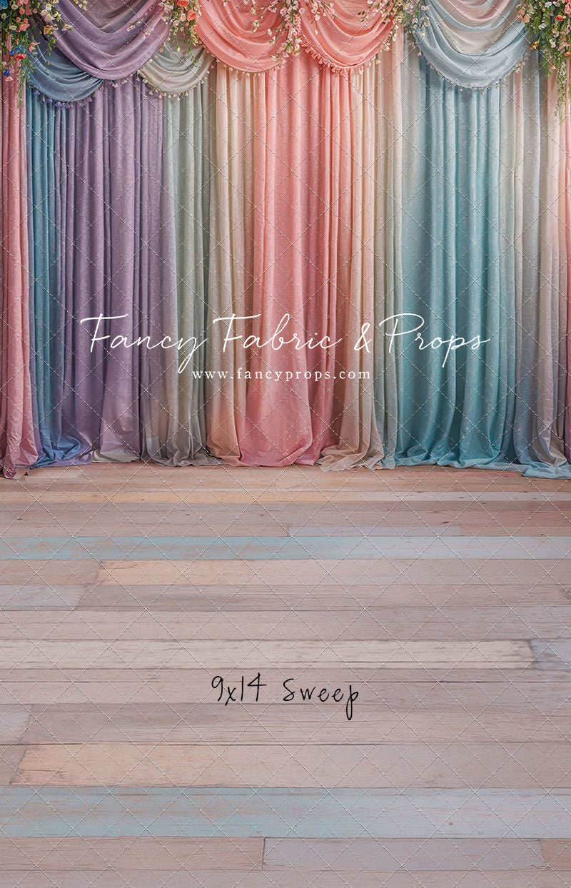 Pastel Curtains  - Wood Floor - With Sweep Option