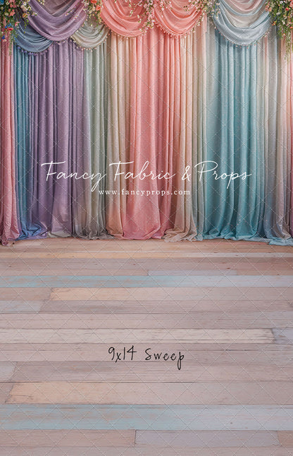 Pastel Curtains  - Wood Floor - With Sweep Option