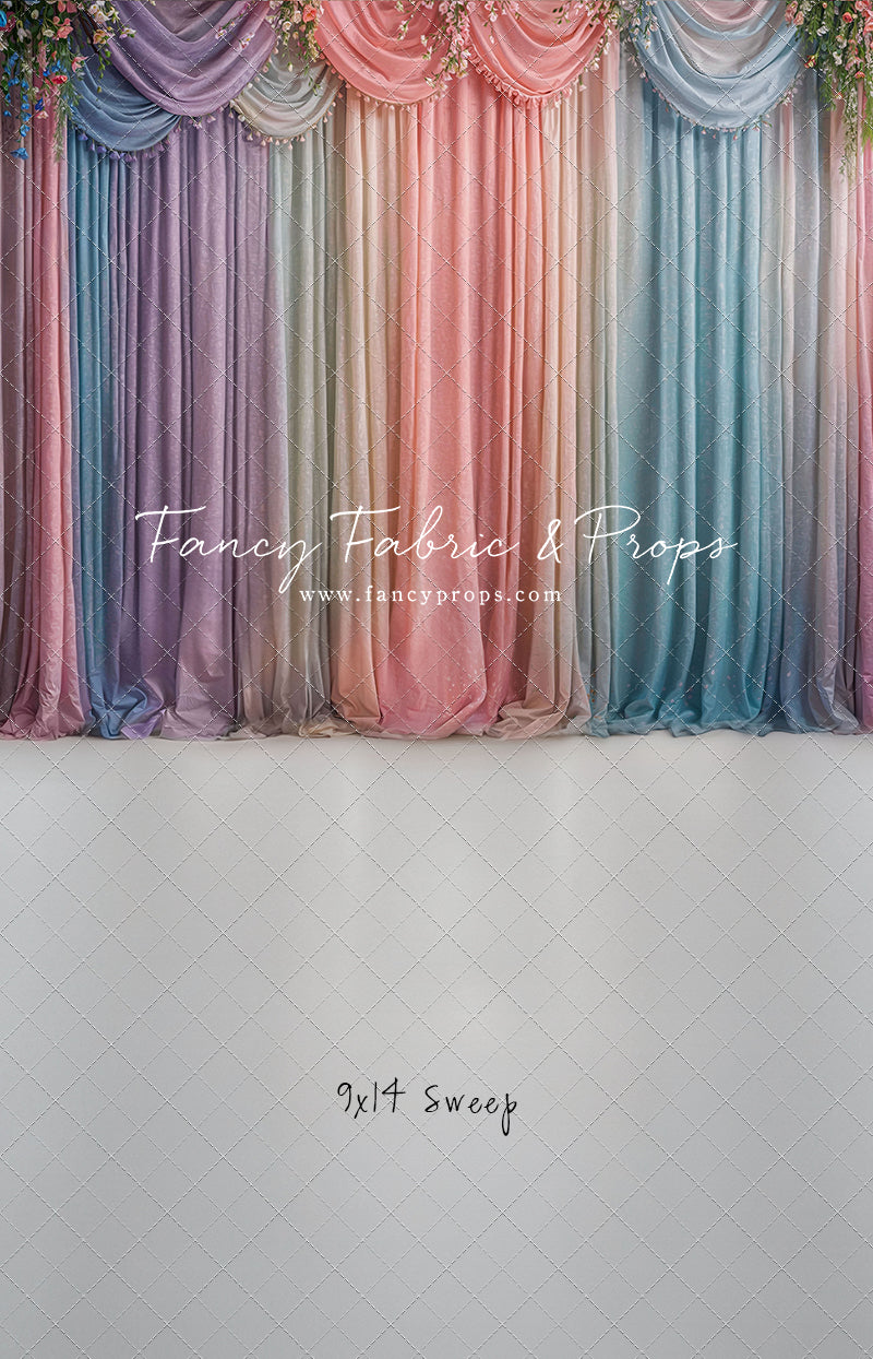 Pastel Curtains  - White Floor - With Sweep Option