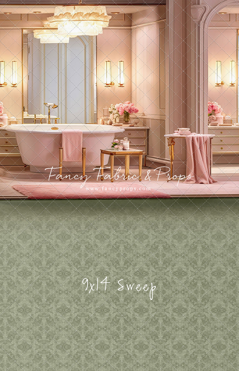 Pretty Powder Room - Green Floor - With Sweep Option