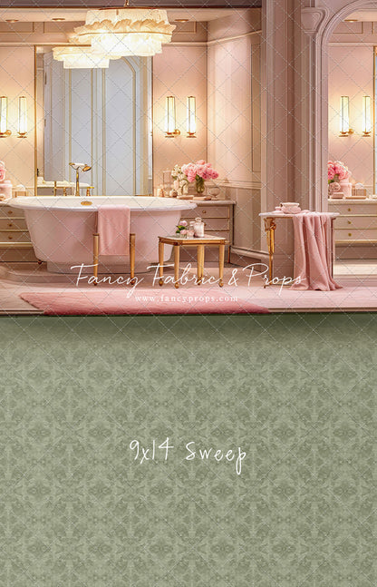 Pretty Powder Room - Green Floor - With Sweep Option