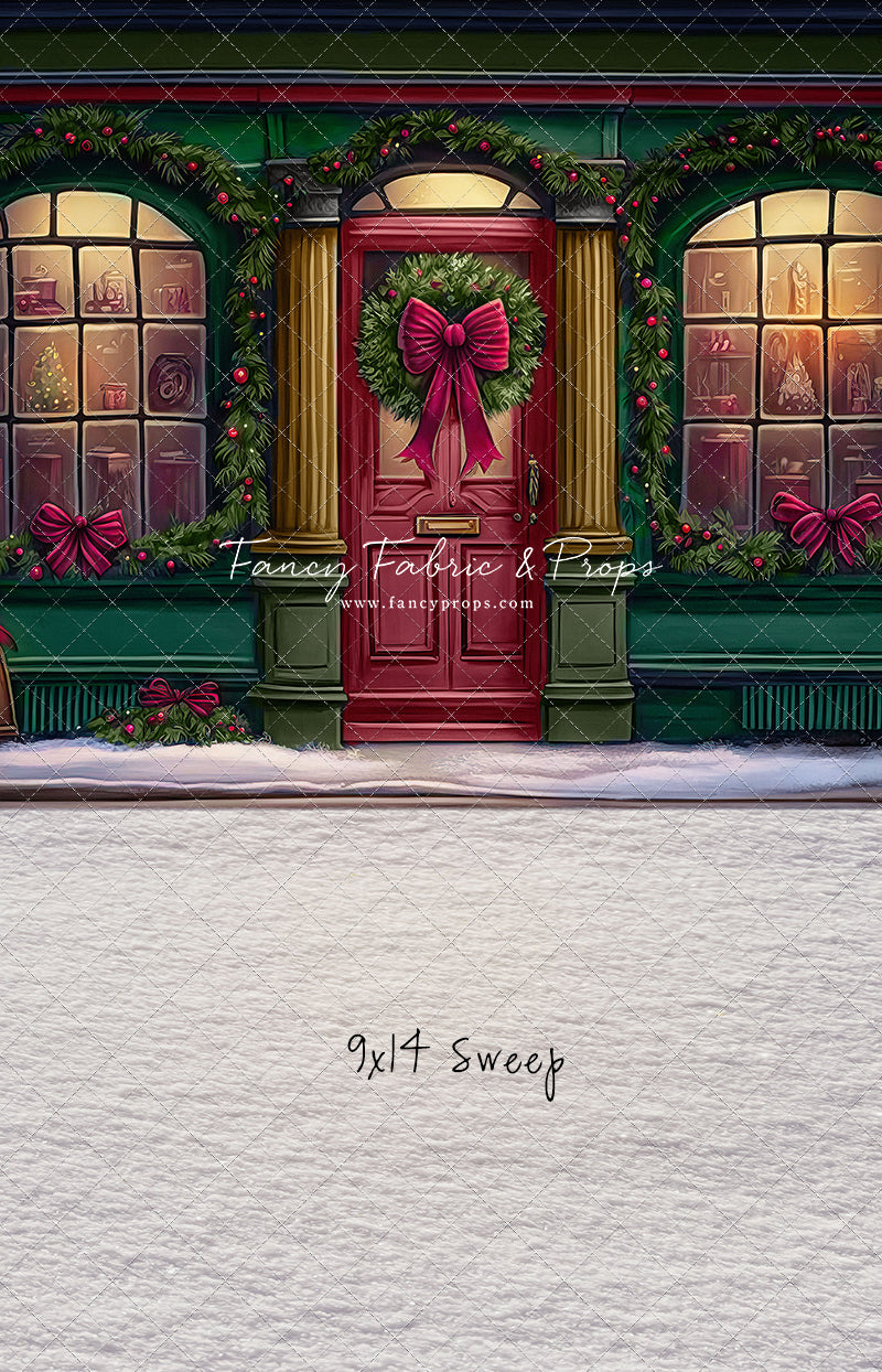 Wintertime Shop - Green Shop With Snow - with Sweep Option