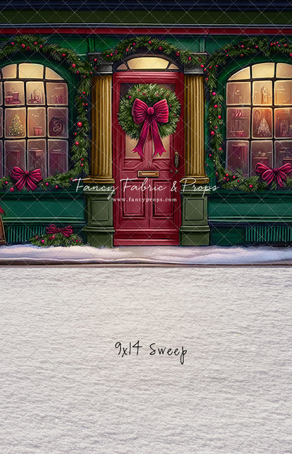 Wintertime Shop - Green Shop With Snow - with Sweep Option