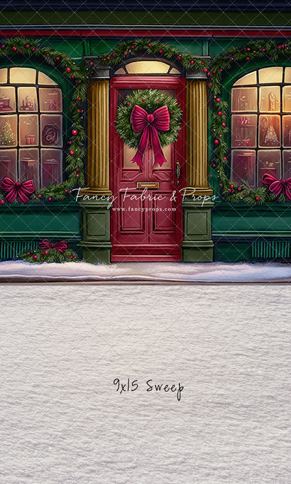 Wintertime Shop - Green Shop With Snow - with Sweep Option