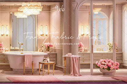 Pretty Powder Room - Pink Floor - With Sweep Option