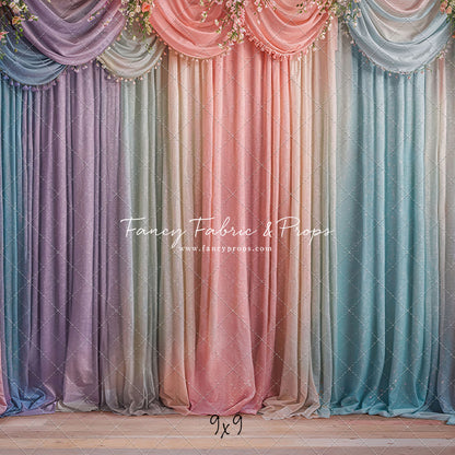 Pastel Curtains  - Wood Floor - With Sweep Option