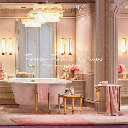 Pretty Powder Room - Pink Floor - With Sweep Option