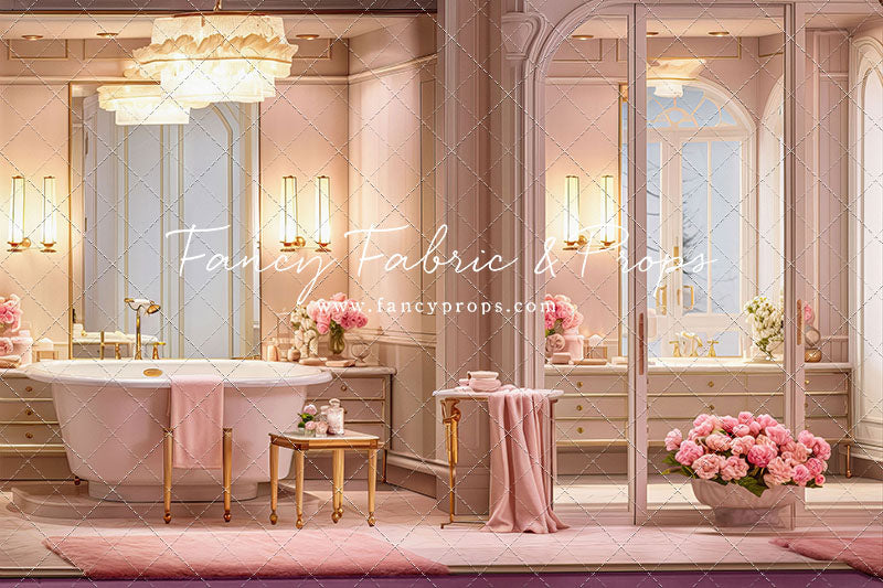 Pretty Powder Room - Pink Floor - With Sweep Option