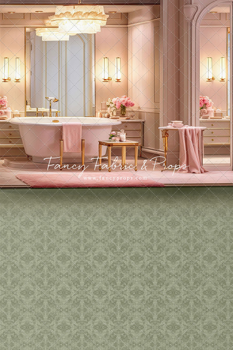 Pretty Powder Room - Green Floor - With Sweep Option