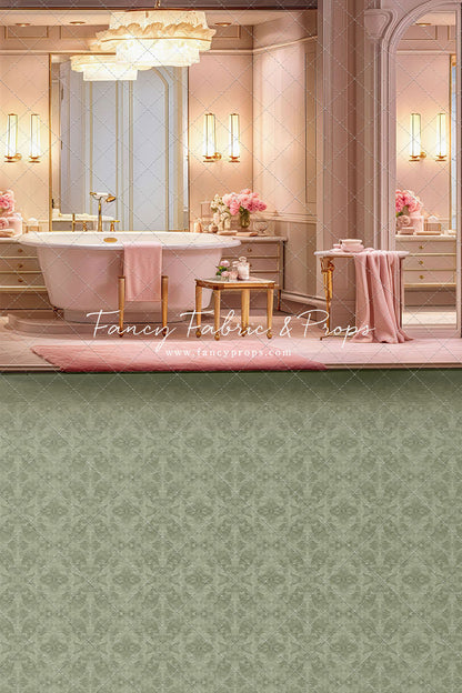 Pretty Powder Room - Green Floor - With Sweep Option