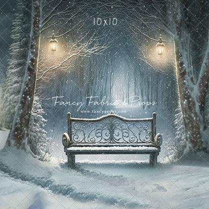 Snowy Bench - No Lights - with Sweep Option