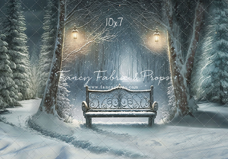 Snowy Bench - No Lights - with Sweep Option
