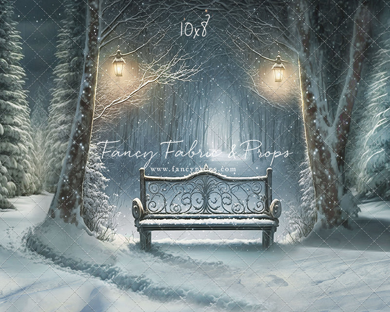 Snowy Bench - No Lights - with Sweep Option