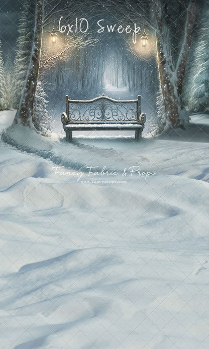 Snowy Bench - No Lights - with Sweep Option