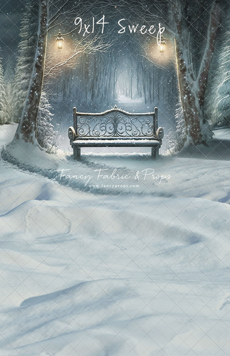 Snowy Bench - No Lights - with Sweep Option