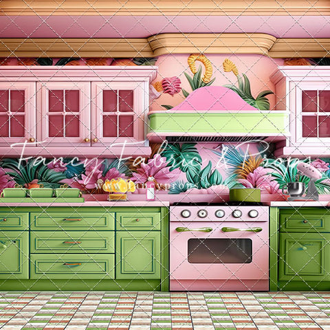 Tropical Kitchen - Lime & Pink - With Sweep Option