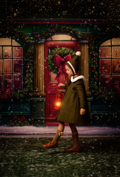 Wintertime Shop - Green Shop With Grass - with Sweep Option