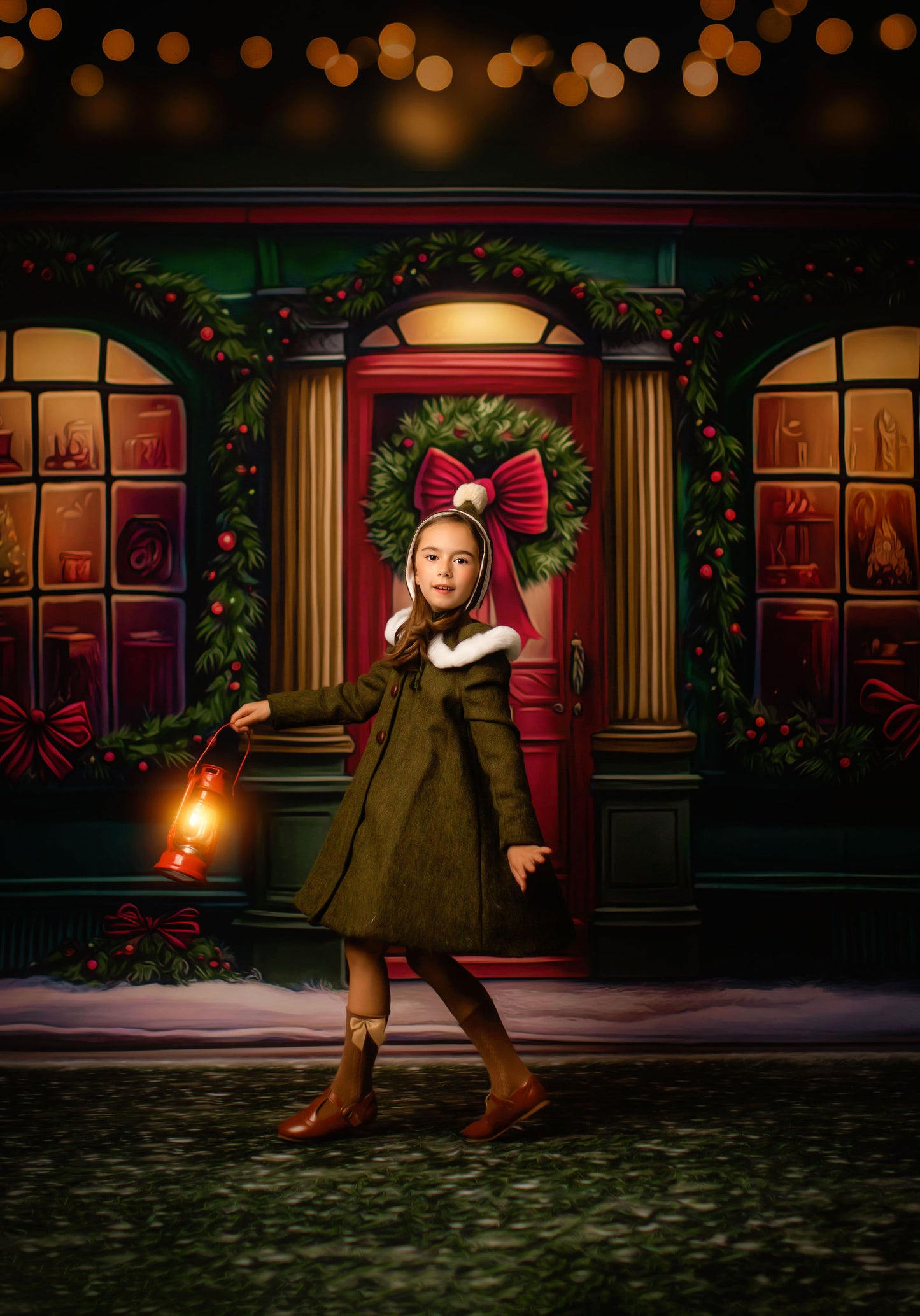 Wintertime Shop - Green Shop With Grass - with Sweep Option