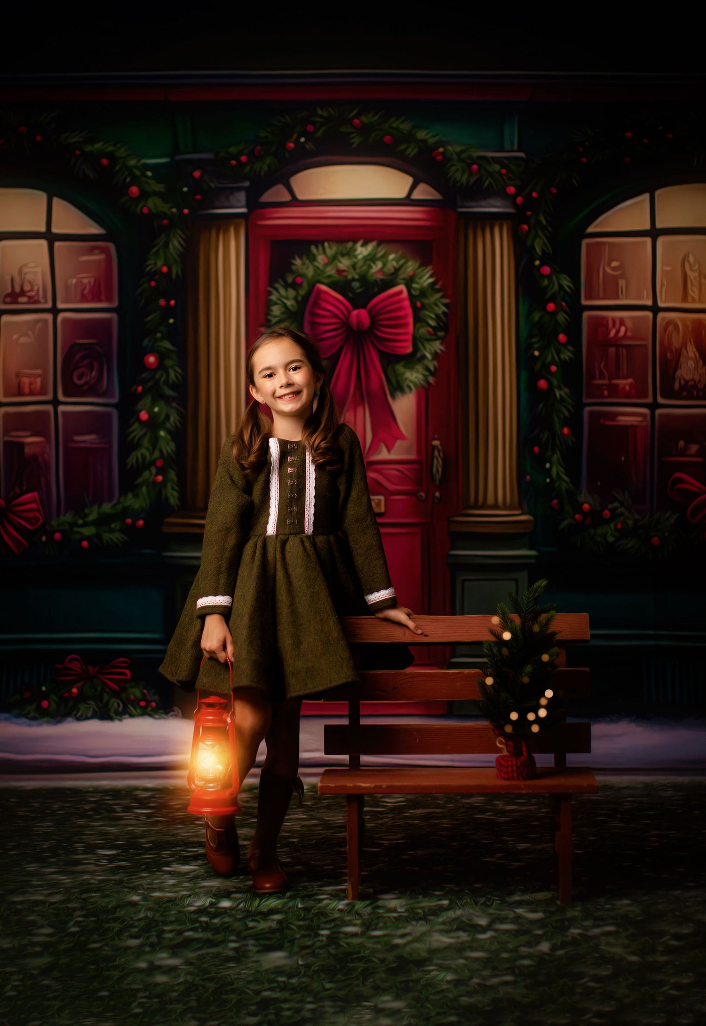 Wintertime Shop - Green Shop With Grass - with Sweep Option