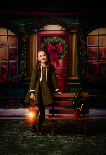 Wintertime Shop - Green Shop With Grass - with Sweep Option