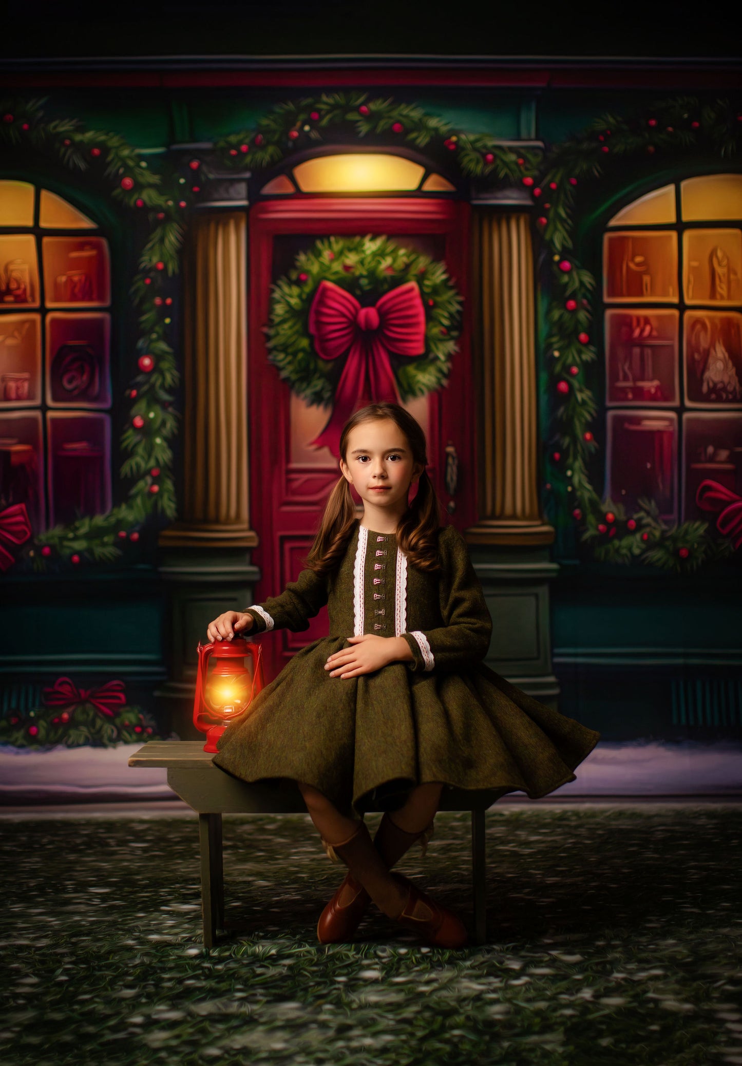 Wintertime Shop - Green Shop With Grass - with Sweep Option