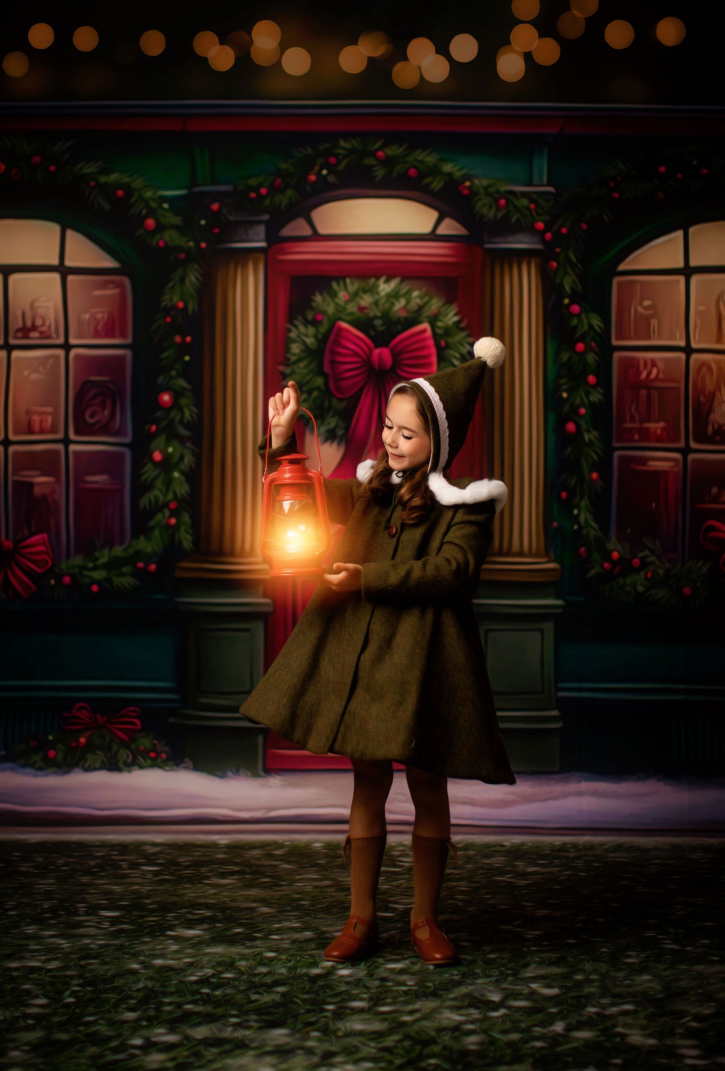 Wintertime Shop - Green Shop With Grass - with Sweep Option