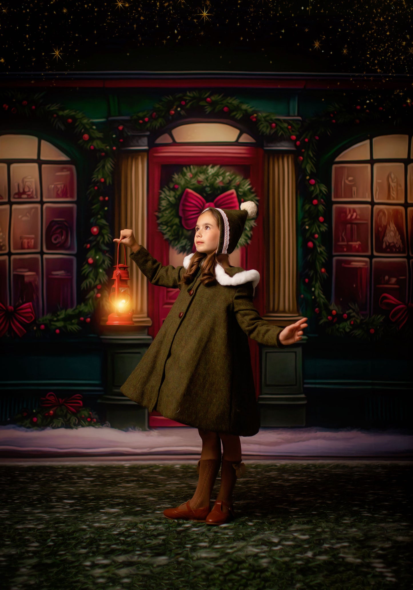 Wintertime Shop - Green Shop With Grass - with Sweep Option