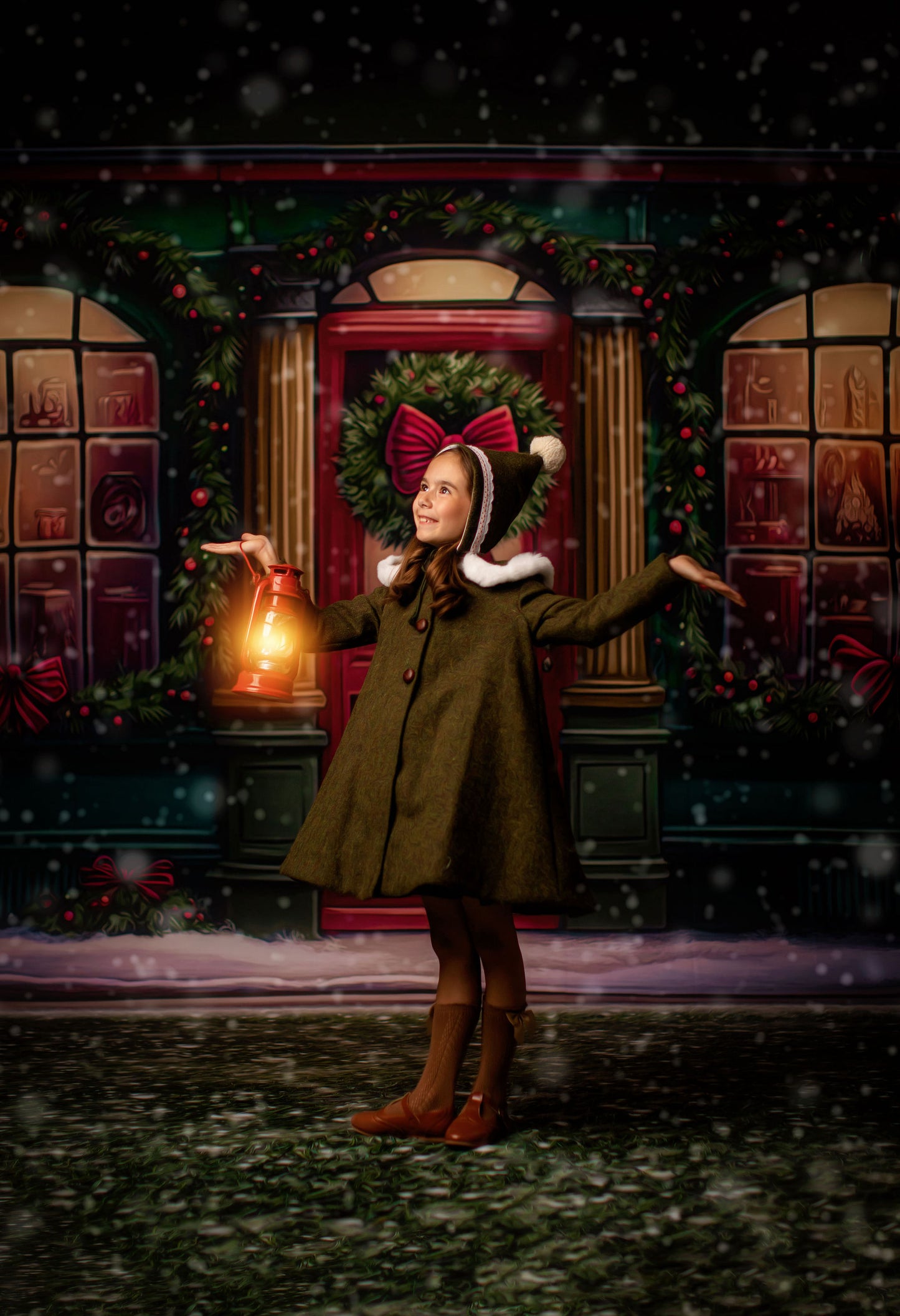 Wintertime Shop - Green Shop With Grass - with Sweep Option