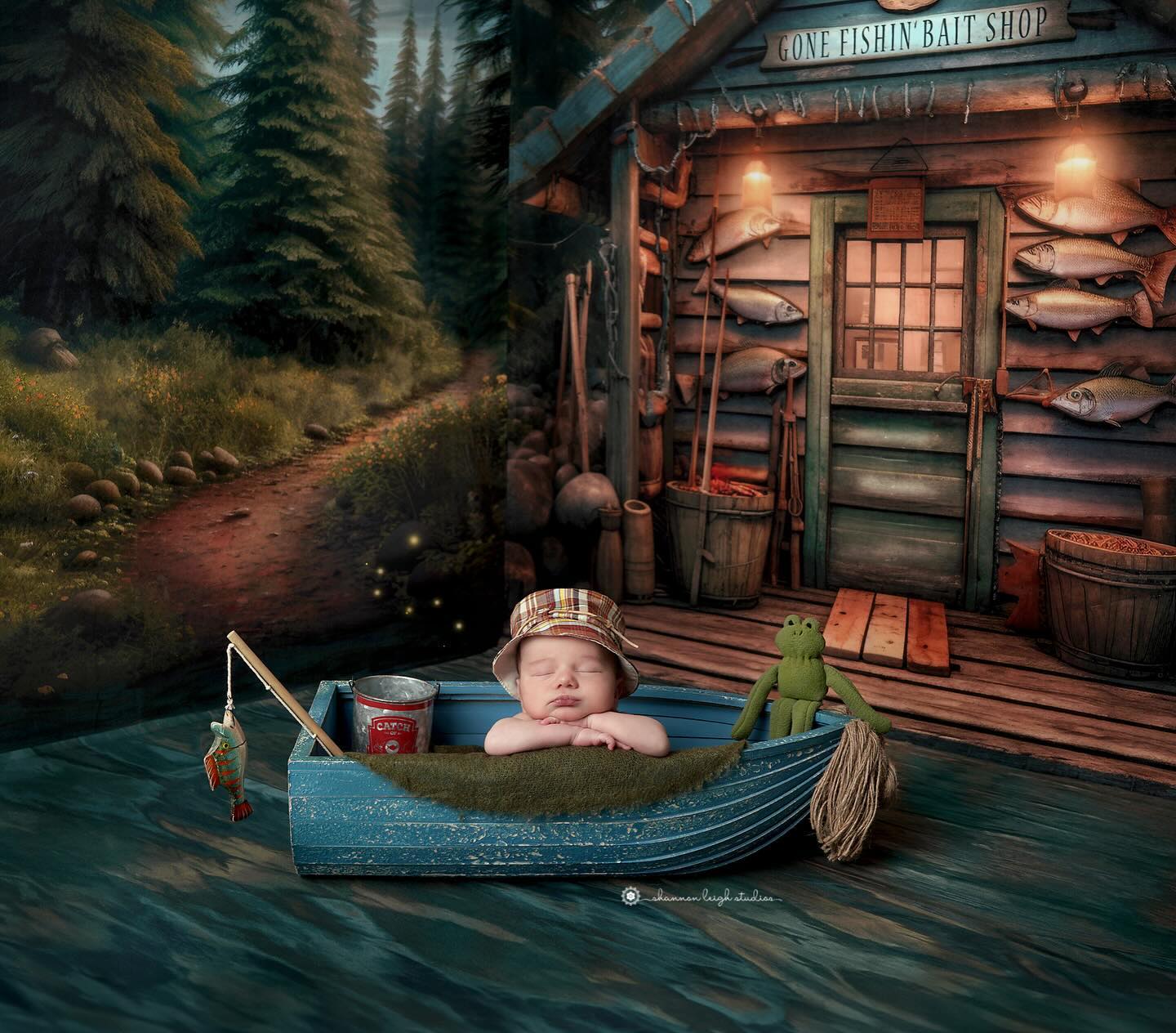 Gone Fishin Bait Shop 60x50" - Water Floor -  Plus Sweep Option - Littles Collection