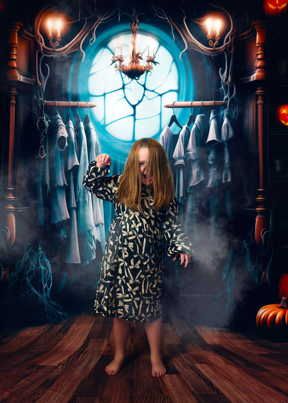 Haunted Wardrobe -Brown Wood Floor - With Sweep Option